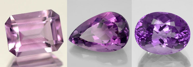 Amethyst. Gemstone. Faceted amethysts