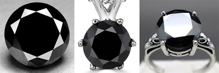 Черный алмаз (карбонадо). Драгоценный камень. Ограненный черный алмаз, кулон и кольцо с черными алмазами карбонадо