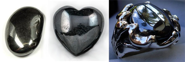 Hematite. Gem. Stones Hematite ring with hematite